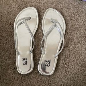 Silver flip flops size 11